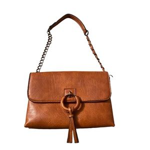 Sam & Hadley Cognac Shoulder Bag w Chain Link Strap
